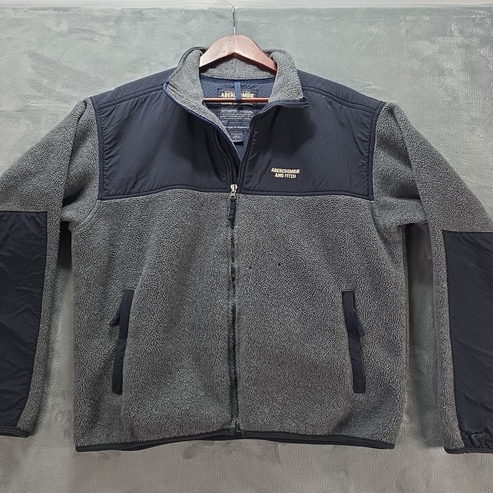 Vintage Abercrombie Fitch Performance Full-Zip Fleece Jacket Men's Large Grey...